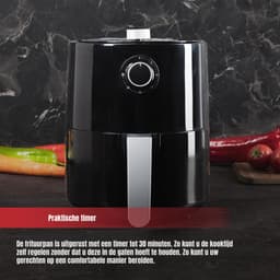 QIN® Mini airfryer - Airfryer - Airfryer klein - Zwart - ‎27cm x 27cm x 32cm — thumbnail 3