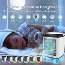 Draagbare mini-airconditioner met een waterreservoir van 900 ml, ijsmaker, 3 ventilatorsnelheden en ledverlichting; geschikt voor kantoren en slaapkamers. — thumbnail 2