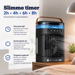 VHV - Ventilatoren - Luchtkoeler - Aircooler - Mobiele luchtkoeler - Torenventilator - Verkoeling - Bladloze ventilator - Oscillerend - Met watervernevelaar - Oplaadbaar - Voor bureau en kantoor - Zwart — thumbnail 4