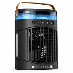 VHV - Ventilatoren - Luchtkoeler - Aircooler - Mobiele luchtkoeler - Torenventilator - Verkoeling - Bladloze ventilator - Oscillerend - Met watervernevelaar - Oplaadbaar - Voor bureau en kantoor - Zwart — thumbnail 1