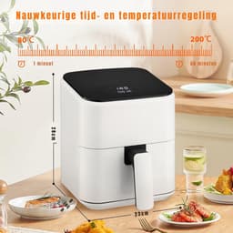 QIN® Mini airfryer - Airfryer - Airfryer klein - Wit - 26cm x 22cm x 28cm — thumbnail 3