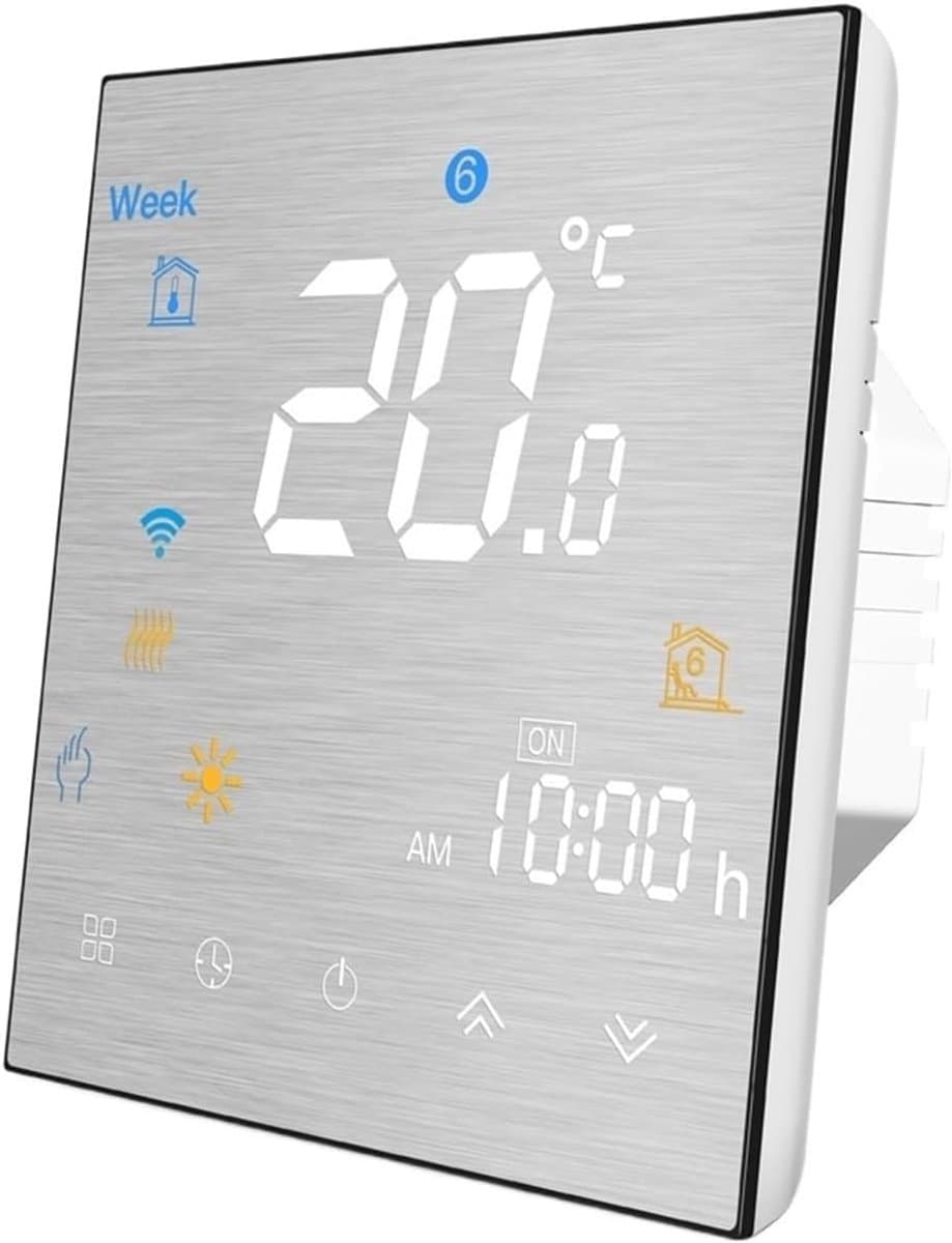Slimme Thermostaat - Temperatuur Controller - Comfortabel Huis - 5+2 Dagen Schema - 86x86mm - Zilver — afbeelding 1