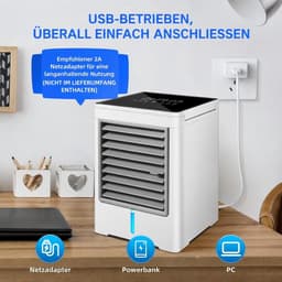 Mini Luchtkoeler – Draagbare Aircooler – Stil – 3 Snelheden – USB-C – Zwart/Wit — thumbnail 3