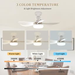 Ventilatorlamp met fitting en afstandsbediening - 20 Inch Schroefbare Plafondventilator - E26 Fitting - Dimbaar Licht 3000K-6000K - 40W - Geschikt voor Slaapkamer, Keuken en Woonkamer — thumbnail 3