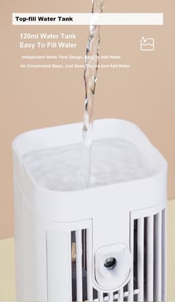 Draagbare Airco - Persoonlijke Cooler - Snelle Koeling - Spray Functie - 120ml Tank - Wit — thumbnail 2