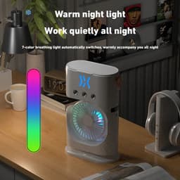 Ventilatoren - Mobiele Airco - 3-in-1 draagbare luchtkoeler USB sprayventilator compact 24.5×16×7.5 cm, zuinige mobiele ventilator zonder afvoer voor thuis, kantoor en buiten in de zomer — thumbnail 5