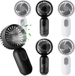 Set van 6 mini-ventilators, schattig en lichtgewicht, compact en draagbaar, 3 windsnelheden, USB-oplaadbaar, unisex, geschikt voor binnen- en buitengebruik, make-up en op reis (verkrijgbaar in zwart en wit). — thumbnail 1