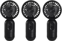 Driedelige set - Handventilator - Drie windsnelheden - Gemakkelijk vast te houden of in een tas te stoppen - Oplaadbaar via USB of batterij - Stille werking - Perfect voor reizen, kamperen of buitenactiviteiten - (Zwart) — thumbnail 1