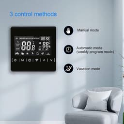 Slimme Thermostaat - Temperatuurregelaar - Vloerverwarming Regelen - App & Spraakbesturing - 85x85 mm - Zwart — thumbnail 5