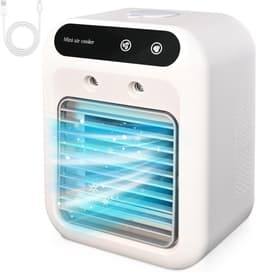 Draagbare airconditioning, persoonlijke verdampingsluchtkoeler, 2 snelheden, 2 koele nevels, kleine airconditioningsventilator, desktopkoelventilator, draagbare AC voor kamer, kantoor, bureau — thumbnail 1