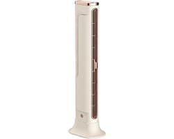 Staande torenventilator USB oplaadbaar, multifunctionele bladloze bureauventilator voor scherm, muur en tafel, stille ventilator voor slaapkamer kantoor studentenkamer, verstelbare luchtuitlaat, grote luchtvolume, crème roségoud design