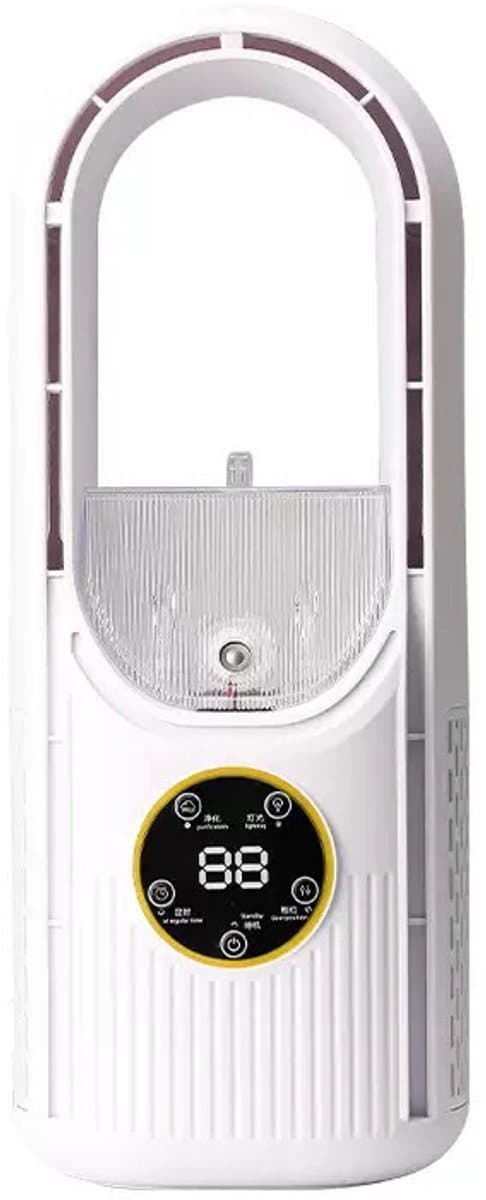 Ventilator - Bureauventilator zonder bladen - 6 snelheden - Verneveling + timer USB - Wit — afbeelding 1