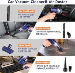 3-in-1 Draadloze Handstofzuiger Elektrische Persluchtblazer, Oplaadbare Mini Stofzuiger Opgewaardeerd Model Blauw, Voor Huisdierenhaar en Autoreiniging — thumbnail 5