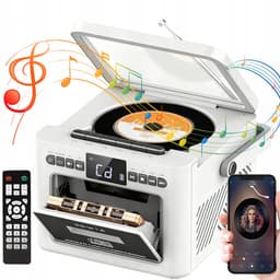 All-in-1 Speler - 7-in-1 CD Speler - Cassettespeler - Bluetooth Luidspreker - FM Radio - USB & SD & AUX - 5000mAh - Opnemen - LED Display & Afstandsbediening - Retro CD Speler - Voor Slaapkamer Woonkamer en Kantoor - Cadeau — thumbnail 1