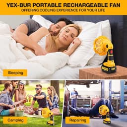 Dewalt 18V Li-ion draagbare outdoor campingventilator met LED-verlichting, afstandsbediening, 4-uurs timer, USB-oplaadfunctie, voor kantoor, tent, stille tafelventilator — thumbnail 4