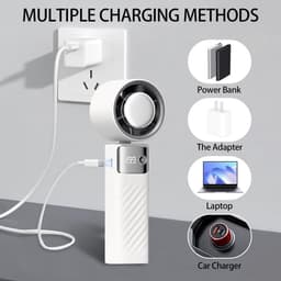 Draagbare ventilator, mini oplaadbare ventilator 5000mAh, kleine stille turboventilator met instelbare snelheden (1 tot 199), koelventilator voor kamperen, sporten en reizen (wit) — thumbnail 2