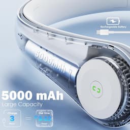Nekventilator, draagbare stille nekventilator met 5000 mAh batterij, USB oplaadbaar, verstelbaar, 3 snelheden — thumbnail 5