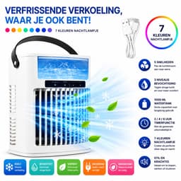HomeGoodies - Airco - Aircooler - Mini airconditioner - Draagbaar - 7 Kleuren Nachtlamp - Voor Slaapkamer, Kantoor & Camper — thumbnail 1