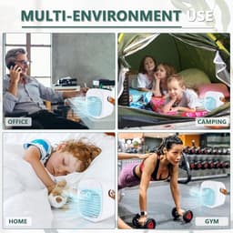 Mobiele Airco - Mini Aircooler - Mini Aircooler met Water USB - Koelventilator - Draagbare Luchtkoeler met watertank - Ventilator - 3 windsnelheden - Airco Alternatief - 128ML - 4000 mAh - Voor kamperen, tent, auto, kamer, thuis - wit — thumbnail 3