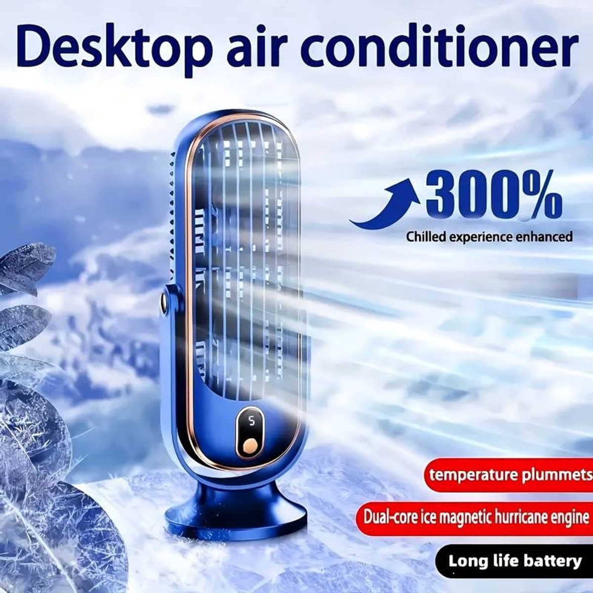Draagbare Bureau Koeler - Grote Batterij Dubbele Motor Huishoudelijke Kleine Luchtkoeler, USB Oplaadbaar, 5-Snelheden Lucht Koelventilator 720 Graden Surround Luchtblazer, Kantoor, Toerisme, Camping, Outdoor RV Draagbare USB Ventilator — afbeelding 1