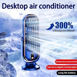 Draagbare Bureau Koeler - Grote Batterij Dubbele Motor Huishoudelijke Kleine Luchtkoeler, USB Oplaadbaar, 5-Snelheden Lucht Koelventilator 720 Graden Surround Luchtblazer, Kantoor, Toerisme, Camping, Outdoor RV Draagbare USB Ventilator — thumbnail 1