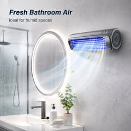 VHV Premium Aircooler Muurmontage - Zonder Boren Ventilator - Energiezuinige Koeler met Drie Snelheden - Draagbare Mobiele Airco Cooler voor Slaapkamer, Keuken en Badkamer - Compacte Wandventilator met Geavanceerde Waterkoeling - grijs — thumbnail 2