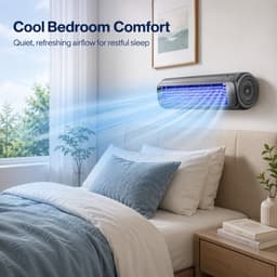 VHV Premium Aircooler Muurmontage - Zonder Boren Ventilator - Energiezuinige Koeler met Drie Snelheden - Draagbare Mobiele Airco Cooler voor Slaapkamer, Keuken en Badkamer - Compacte Wandventilator met Geavanceerde Waterkoeling - grijs — thumbnail 3