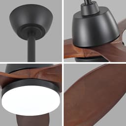 MIVRAY Plafondventilator Met Verlichting – 36 Inch, 3 Bladen, Dimbaar, 6 Snelheden, Timer – Massief Hout – Zwart – Woonkamer — thumbnail 4