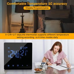Slimme Thermostaat - Temperatuurregelaar App - Energie Besparen - Wekelijks Programmeerbaar - 86 x 86 mm - Wit — thumbnail 5