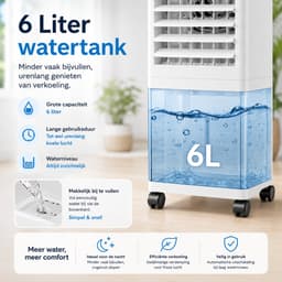 DreamGoods Aircooler met Koelelementen - 3-IN-1 Mobiele Luchtkoeler - Koelen, Ventileren - Incl. 4 Ice Packs - 6L Waterreservoir - Aircooler met Water of IJs - Airco - Ventilator - Torenventilator - Tafelventilator — thumbnail 5