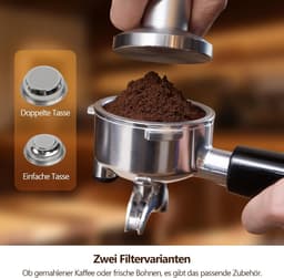 COWSAR Espressomachine met geïntegreerde conische maler - 30 maalstanden - PID-temperatuurregeling - drukmeter - roestvrijstalen espressomachine met kopjeswarmer - voor latte macchiato - cappuccino en espresso — thumbnail 2