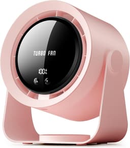 VHV Tafelventilator - Handventilator - Mini Ventilator - Tafelventilator Oplaadbaar - Usb-Bureauventilator Met Led-Display - 5 Instelbare Snelheden - Voor Slaapkamer, Kantoor, Studentenkamer - Roze — thumbnail 1