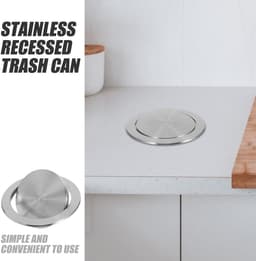 Dailygoods- Klapdeksel Inbouwdesign - Afvalemmer - Roestvrij Staal - Compact - Geschikt voor Thuis/Kantoor - Afmetingen 16,5 x 16,5 x 3,3 cm - Afvalbakdeksel — thumbnail 3