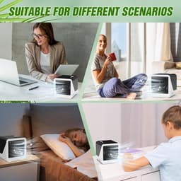 Draagbare luchtkoeler–3-in-1 draagbare persoonlijke airconditioner – Watertank van 500 ml – 3 ventilatorsnelheden & ledverlichting in 7 kleuren – Ventilator met verdampingskoeling (USB-voeding) – Geschikt voor kamers, bureaus en kantoren – Zwart — thumbnail 3