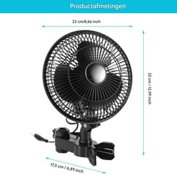 Lemlit Ventilator - Clipventilator klein - 3 Snelheden 90°/120° Verstelbaar Fan - voor Kweektent, Slaap- en Woonkamer - Klaslokaal en Kantoor - Zwart — thumbnail 2