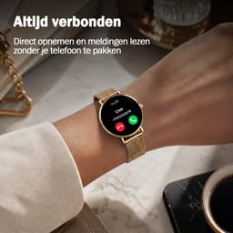 Synyq Liva AMOLED Smartwatch Dames – 40mm – 3 Bandjes - Horloge Dames – Stappenteller - Sporthorloge Dames - Hartslagmeter - Bloeddrukmeter - Slaapmonitor - Geschikt voor iOS/Android - Gold — thumbnail 4