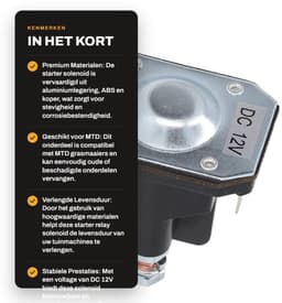 Dailygoods- Startrelais Aluminium - Starter Solenoid - 12V - Geschikt voor MTD - Vervangt OEM 725 04439B - Duurzaam en betrouwbaar - Startsolenoïde — thumbnail 4