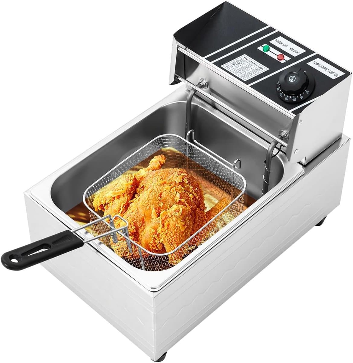 Elektrische Friteuse - Olie Frituur - Thuis Frituren - Traploze Temperatuur - 6 Liter Inhoud - Zilver — afbeelding 1