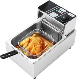 Elektrische Friteuse - Olie Frituur - Thuis Frituren - Traploze Temperatuur - 6 Liter Inhoud - Zilver — thumbnail 1