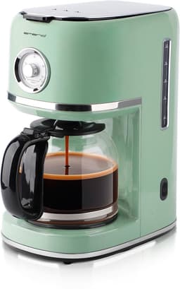 Emerio Retro Koffiezetapparaat - 1.5L - Anti drup - Warmhoudplaatje - Anti slip - Filterkoffie - CME-133280 Groen — thumbnail 1