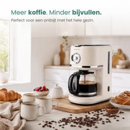 Emerio Retro Koffiezetapparaat met glazen kan - 1.5L - Anti drup - Warmhoudplaatje - Anti slip - Filterkoffie - CME-133280.1 Crème — thumbnail 3