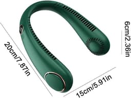 USB oplaadbare nekventilator - Bladeless, ventilator met 3 snelheden, digitaal display, persoonlijke koeling voor thuis en op kantoor - groente — thumbnail 5