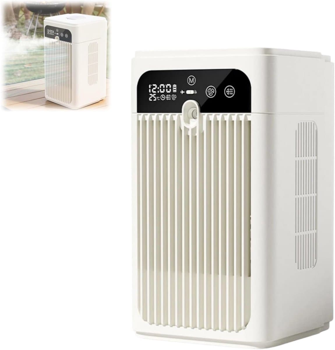 KZQ Draagbare Airco met Mistfunctuie, 3-in-1 Verdampingskoeler met 500 ml Watertank, Stille 20 dB Oplaadbare Mini Fan voor Bureau Slaapkamer Kantoor Camping — afbeelding 1