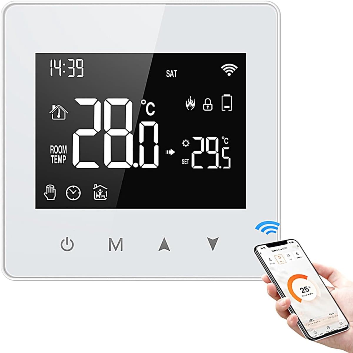 Slimme Thermostaat - Wifi Regelaar - Energie Besparen - App Bediening - 86 x 86 cm - Zwart — afbeelding 1