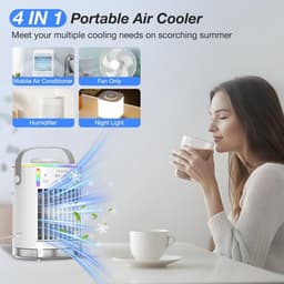 Aircooler 4-in-1 – Draagbare Luchtkoeler met Verneveling – 4 Snelheden – 700 ml – RGB Licht & Timer — thumbnail 3