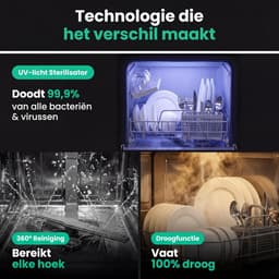 Compacte Vaatwasser - Mini Afwasmachine - Ruimtebesparend Schoonmaken - App Bediening - 42.5 cm Hoog - Zwart — thumbnail 5