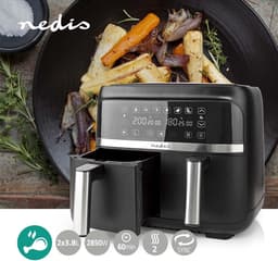 Heteluchtfriteuse - Dubbele mand - Gezond Koken - SYNC functie - 2x3.8 L - Zwart — thumbnail 2