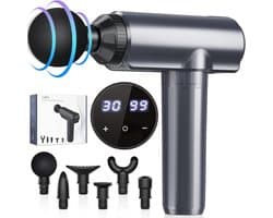 Massagepistool - Spierstimulator - Spierherstel - 30 snelheden - 6 opzetstukken - Zwart