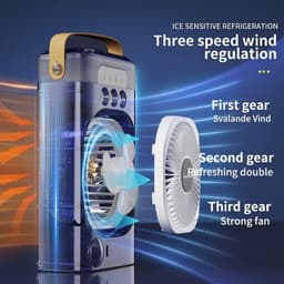 KZQ Draagbare 3-in-1 Ventilator met IJsblokjes, LED-verlichting, Timer, 3 Snelheden en 3 Sproeistanden voor Thuis, Kantoor en Slaapkamer Insteekmodel — thumbnail 5