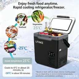 Draagbare autokoelbox van 18 liter – Koelkast met compressoraandrijving (-20 tot 20 °C) – Energieverbruik <30 W – Stille werking (45 dB) – – LED-display, licht van gewicht – Ideaal voor vrachtwagens, kamperen, reizen en thuisgebruik — thumbnail 5